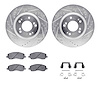 7512-72061 Drilled/Slotted Brake Rotors w/5000 Advanced Brake Pads Kit & Hardware [Silver], 2004-2012 Mitsubishi, Position: Fron - image 1