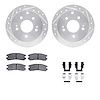 7512-72062 Drilled/Slotted Brake Rotors w/5000 Advanced Brake Pads Kit & Hardware [Silver], 2004-2012 Mitsubishi, Position: Rear - image 1