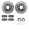 7512-72064 Drilled/Slotted Brake Rotors w/5000 Advanced Brake Pads Kit & Hardware [Silver], 2006-2012 Mitsubishi, Position: Rear - image 1