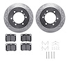 7512-72067 Drilled/Slotted Brake Rotors w/5000 Advanced Brake Pads Kit & Hardware [Silver], 1997-2004 Mitsubishi, Position: Rear - image 1
