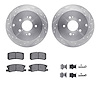 7512-72074 Drilled/Slotted Brake Rotors w/5000 Advanced Brake Pads Kit & Hardware [Silver], 2004-2011 Mitsubishi, Position: Rear - image 1
