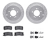 7512-72075 Drilled/Slotted Brake Rotors w/5000 Advanced Brake Pads Kit & Hardware [Silver], 2007-2015 Mitsubishi, Position: Rear - image 1
