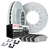 7512-72080 Drilled/Slotted Brake Rotors w/5000 Advanced Brake Pads Kit & Hardware [Silver], 2012-2020 Freightliner, Position: Re - image 1