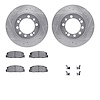 7512-72083 Drilled/Slotted Brake Rotors w/5000 Advanced Brake Pads Kit & Hardware [Silver], 1984-1989 Mopar, Position: Rear - image 1