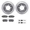 7512-72084 Drilled/Slotted Brake Rotors w/5000 Advanced Brake Pads Kit & Hardware [Silver], 2004-2007 Mitsubishi, Position: Rear - image 1