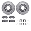 7512-72085 Drilled/Slotted Brake Rotors w/5000 Advanced Brake Pads Kit & Hardware [Silver], 1999-2001 Kia/Hyundai/Genesis, Posit - image 1