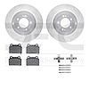7512-72239 Drilled/Slotted Brake Rotors w/5000 Advanced Brake Pads Kit & Hardware [Silver], 2008-2015 Mitsubishi, Position: Rear - image 1