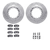 7512-72320 Drilled/Slotted Brake Rotors w/5000 Advanced Brake Pads Kit & Hardware [Silver], 2010-2011 Freightliner, Position: Re - image 1
