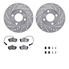 7512-73000 Drilled/Slotted Brake Rotors w/5000 Advanced Brake Pads Kit & Hardware [Silver], 1983-1991 Audi/Volkswagen, Position: - image 1