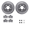 7512-73004 Drilled/Slotted Brake Rotors w/5000 Advanced Brake Pads Kit & Hardware [Silver], 1986-1991 Audi/Volkswagen, Position: - image 1