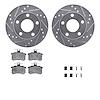 7512-73005 Drilled/Slotted Brake Rotors w/5000 Advanced Brake Pads Kit & Hardware [Silver], 1980-1991 Audi/Volkswagen, Position: - image 1