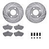 7512-73016 Drilled/Slotted Brake Rotors w/5000 Advanced Brake Pads Kit & Hardware [Silver], 1990-1991 Audi/Volkswagen, Position: - image 1