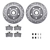 7512-73018 Drilled/Slotted Brake Rotors w/5000 Advanced Brake Pads Kit & Hardware [Silver], 1996-1997 Audi/Volkswagen, Position: - image 1