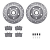 7512-73020 Drilled/Slotted Brake Rotors w/5000 Advanced Brake Pads Kit & Hardware [Silver], 1997-2001 Audi/Volkswagen, Position: - image 1