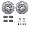 7512-73021 Drilled/Slotted Brake Rotors w/5000 Advanced Brake Pads Kit & Hardware [Silver], 2000-2008 Audi/Volkswagen, Position: - image 1