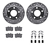 7512-73026 Drilled/Slotted Brake Rotors w/5000 Advanced Brake Pads Kit & Hardware [Silver], 1999-2001 Audi/Volkswagen, Position: - image 1