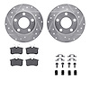 7512-73031 Drilled/Slotted Brake Rotors w/5000 Advanced Brake Pads Kit & Hardware [Silver], 2001-2005 Audi/Volkswagen, Position: - image 1