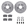 7512-73032 Drilled/Slotted Brake Rotors w/5000 Advanced Brake Pads Kit & Hardware [Silver], 1999-2004 Audi/Volkswagen, Position: - image 1