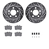 7512-73035 Drilled/Slotted Brake Rotors w/5000 Advanced Brake Pads Kit & Hardware [Silver], 2001-2006 Audi/Volkswagen, Position: - image 1