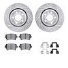 7512-73038 Drilled/Slotted Brake Rotors w/5000 Advanced Brake Pads Kit & Hardware [Silver], 2004-2009 Audi/Volkswagen, Position: - image 1