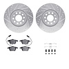 7512-73041 Drilled/Slotted Brake Rotors w/5000 Advanced Brake Pads Kit & Hardware [Silver], 2000-2009 Audi/Volkswagen, Position: - image 1