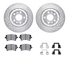 7512-73046 Drilled/Slotted Brake Rotors w/5000 Advanced Brake Pads Kit & Hardware [Silver], 2004-2010 Audi/Volkswagen, Position: - image 1