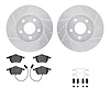 7512-73047 Drilled/Slotted Brake Rotors w/5000 Advanced Brake Pads Kit & Hardware [Silver], 1992-1998 Audi/Volkswagen, Position: - image 1