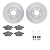 7512-73048 Drilled/Slotted Brake Rotors w/5000 Advanced Brake Pads Kit & Hardware [Silver], 1996-1999 Audi/Volkswagen, Position: - image 1