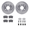 7512-73052 Drilled/Slotted Brake Rotors w/5000 Advanced Brake Pads Kit & Hardware [Silver], 2002-2006 Audi/Volkswagen, Position: - image 1