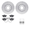 7512-73054 Drilled/Slotted Brake Rotors w/5000 Advanced Brake Pads Kit & Hardware [Silver], 1997-2000 Audi/Volkswagen, Position: - image 1