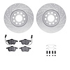 7512-73055 Drilled/Slotted Brake Rotors w/5000 Advanced Brake Pads Kit & Hardware [Silver], 1999-2006 Audi/Volkswagen, Position: - image 1