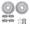 7512-73060 Drilled/Slotted Brake Rotors w/5000 Advanced Brake Pads Kit & Hardware [Silver], 2007-2011 Audi/Volkswagen, Position: - image 1