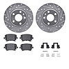 7512-73062 Drilled/Slotted Brake Rotors w/5000 Advanced Brake Pads Kit & Hardware [Silver], 2008-2009 Audi/Volkswagen, Position: - image 1
