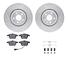 7512-73063 Drilled/Slotted Brake Rotors w/5000 Advanced Brake Pads Kit & Hardware [Silver], 2008-2011 Audi/Volkswagen, Position: - image 1