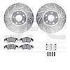 7512-73065 Drilled/Slotted Brake Rotors w/5000 Advanced Brake Pads Kit & Hardware [Silver], 2009-2012 Audi/Volkswagen, Position: - image 1