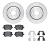 7512-73070 Drilled/Slotted Brake Rotors w/5000 Advanced Brake Pads Kit & Hardware [Silver], 2008-2015 Audi/Volkswagen, Position: - image 1