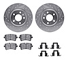 7512-73076 Drilled/Slotted Brake Rotors w/5000 Advanced Brake Pads Kit & Hardware [Silver], 2012-2013 Audi/Volkswagen, Position: - image 1