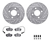 7512-73079 Drilled/Slotted Brake Rotors w/5000 Advanced Brake Pads Kit & Hardware [Silver], 1983-1991 Audi/Volkswagen, Position: - image 1