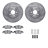 7512-73087 Drilled/Slotted Brake Rotors w/5000 Advanced Brake Pads Kit & Hardware [Silver], 2012-2013 Audi/Volkswagen, Position: - image 1