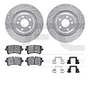 7512-73091 Drilled/Slotted Brake Rotors w/5000 Advanced Brake Pads Kit & Hardware [Silver], 2014-2018 Audi/Volkswagen, Position: - image 1