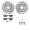 7512-73095 Drilled/Slotted Brake Rotors w/5000 Advanced Brake Pads Kit & Hardware [Silver], 2012-2015 Audi/Volkswagen, Position: - image 1