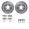 7512-73122 Drilled/Slotted Brake Rotors w/5000 Advanced Brake Pads Kit & Hardware [Silver], 1986-1991 Audi/Volkswagen, Position: - image 1