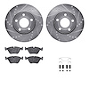 7512-73123 Drilled/Slotted Brake Rotors w/5000 Advanced Brake Pads Kit & Hardware [Silver], 1989-1991 Audi/Volkswagen, Position: - image 1