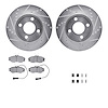 7512-73133 Drilled/Slotted Brake Rotors w/5000 Advanced Brake Pads Kit & Hardware [Silver], 1990-1998 Audi/Volkswagen, Position: - image 1
