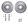 7512-73190 Drilled/Slotted Brake Rotors w/5000 Advanced Brake Pads Kit & Hardware [Silver], 1999-2004 Audi/Volkswagen, Position: - image 1