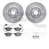 7512-73211 Drilled/Slotted Brake Rotors w/5000 Advanced Brake Pads Kit & Hardware [Silver], 2004-2009 Audi/Volkswagen, Position: - image 1