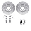 7512-73231 Drilled/Slotted Brake Rotors w/5000 Advanced Brake Pads Kit & Hardware [Silver], 1999-2005 Audi/Volkswagen, Position: - image 1