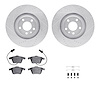 7512-73250 Drilled/Slotted Brake Rotors w/5000 Advanced Brake Pads Kit & Hardware [Silver], 2005-2011 Audi/Volkswagen, Position: - image 1