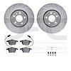 7512-73298 Drilled/Slotted Brake Rotors w/5000 Advanced Brake Pads Kit & Hardware [Silver], 2005-2011 Audi/Volkswagen, Position: - image 1