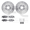 7512-73326 Drilled/Slotted Brake Rotors w/5000 Advanced Brake Pads Kit & Hardware [Silver], 2008-2011 Audi/Volkswagen, Position: - image 1